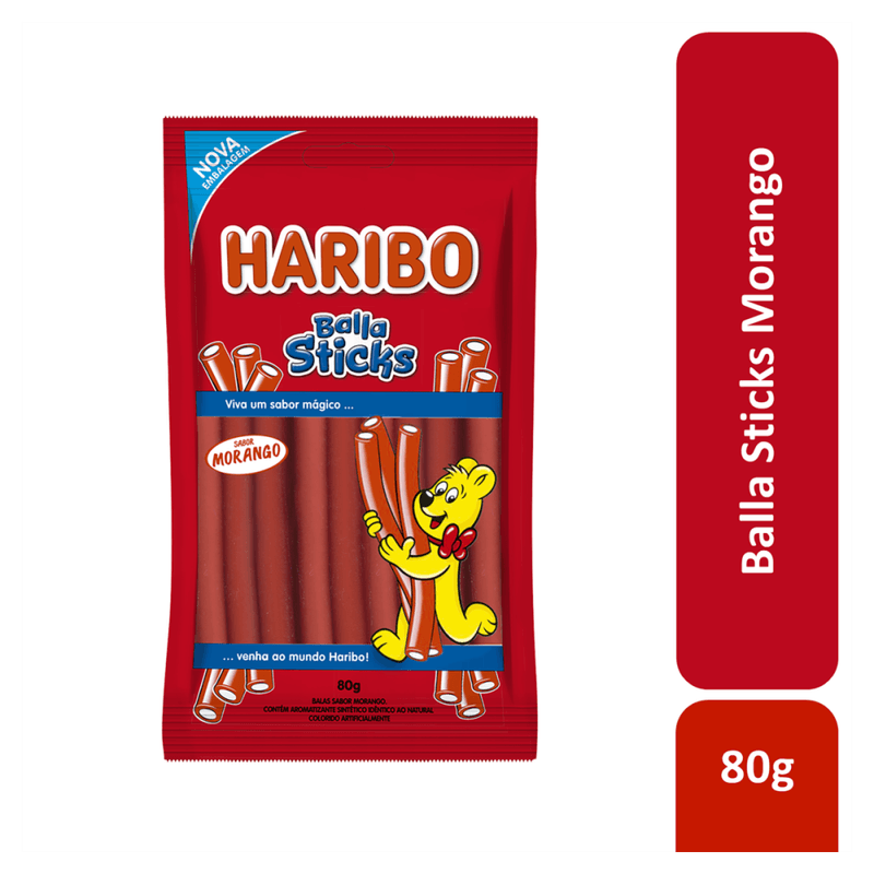 Bala-Morango-Haribo-Balla-Sticks-Pacote-80g