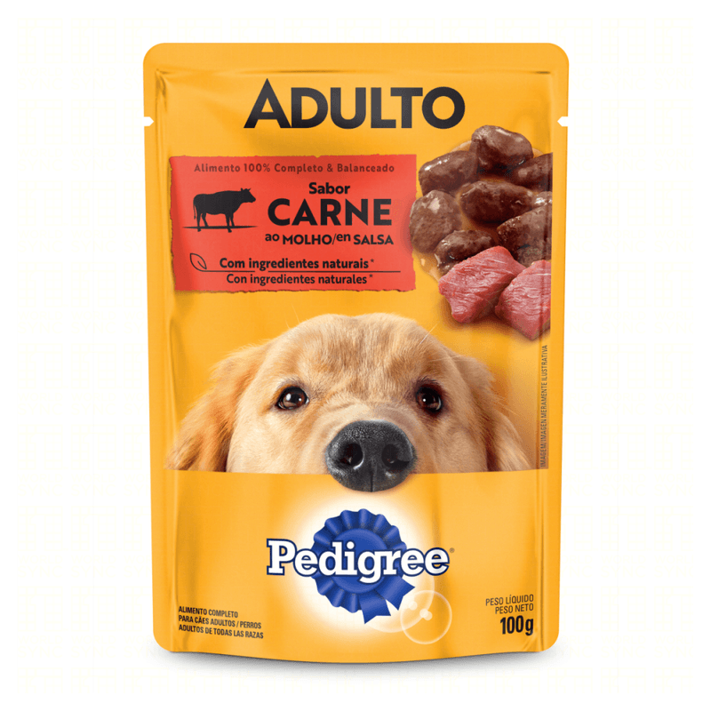 Alimento-Completo-e-Balanceado-para-Caes-Adultos-Carne-ao-Molho-Pedigree-Sache-100g