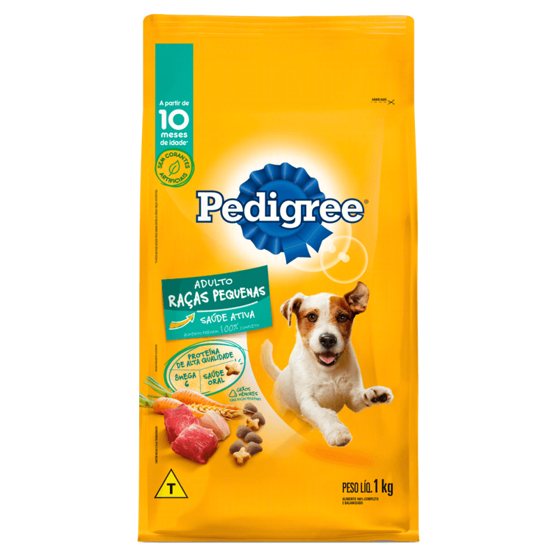 Alimento-100--Completo-e-Balanceado-Premium-para-Caes-Adultos-Racas-Pequenas-Pedigree-Pacote-1kg