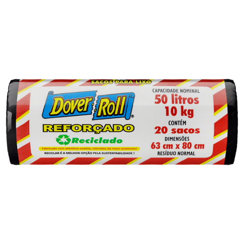 Saco para Lixo Reforçado 50l Dover Roll 20 Unidades