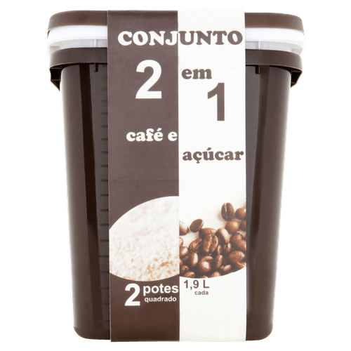 Conjunto Pote Plástico Marrom Quadrado 1,9l Plásticos Santana 2 Unidades