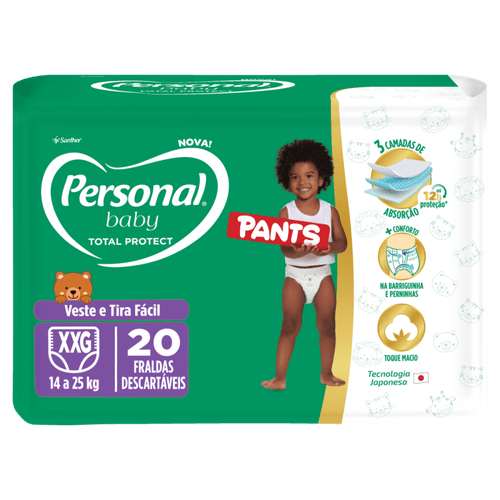 Fralda Descartável Infantil Pants Personal Baby Total Protect XXG Pacote 20 Unidades