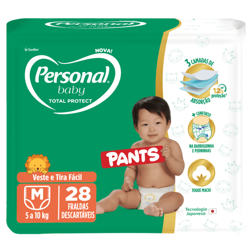 Fralda Descartável Infantil Pants Personal Baby Total Protect M Pacote 28 Unidades