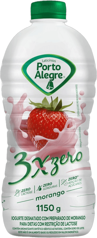 Iogurte Porto Alegre 3x Zero Garrafão 1150g Morango