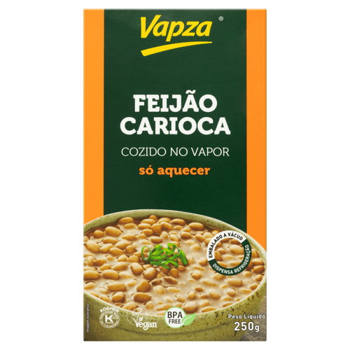 Feijão Carioca Cozido no Vapor Vapza Caixa 250g