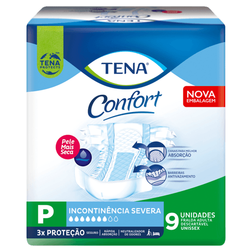 Fralda Descartável Adulto Tena Confort P 20 a 40kg Pacote 9 Unidades