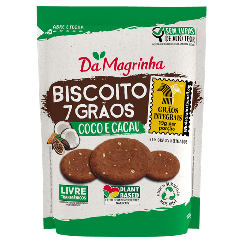 Biscoito Coco e Cacau Da Magrinha 7 Grãos Pouch 120g