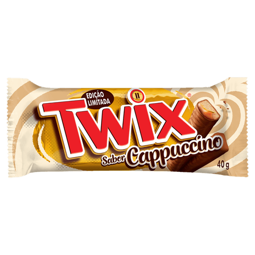 Bombom de Biscoito com Caramelo e Cobertura de Chocolate ao Leite Cappuccino Twix Pacote 40g Edição Limitada
