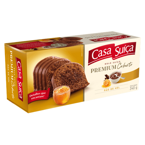 Bolo Suíço Pão de Mel Cobertura Chocolate Casa Suíça Premium Caixa 340g