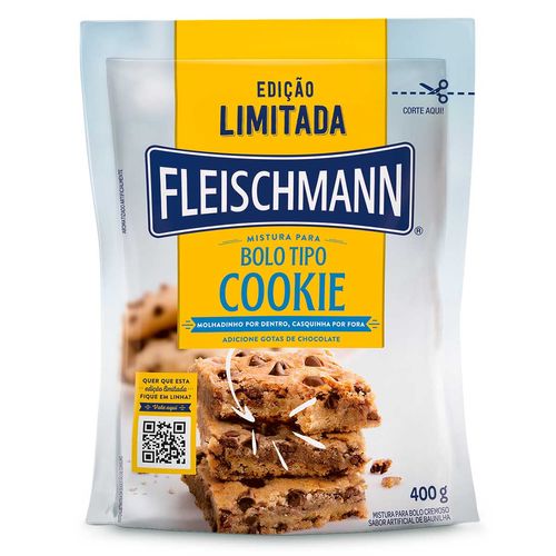 Mistura para Bolo Cookie Cremoso Baunilha Fleischmann Sachê 400g Edição Limitada