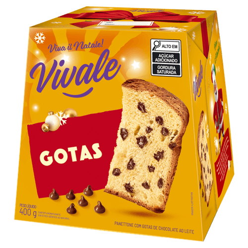 Panettone com Gotas de Chocolate ao Leite Vivale Caixa 400g
