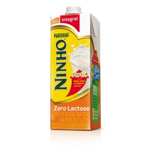 Leite UHT Integral Zero Lactose para Dietas com Restrição de Lactose Ninho Forti+ Caixa com Tampa 1l