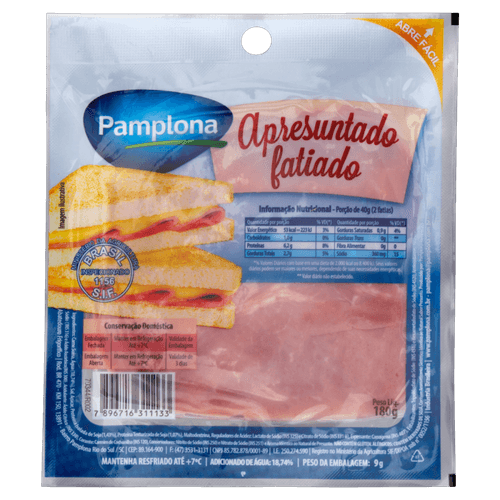 Apresuntado Fatiado Pamplona 180g