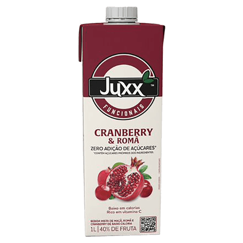 Bebida Mista de Maçã, Cranberry & Romã sem Adição de Açúcar Juxx Funcionais Caixa 1l