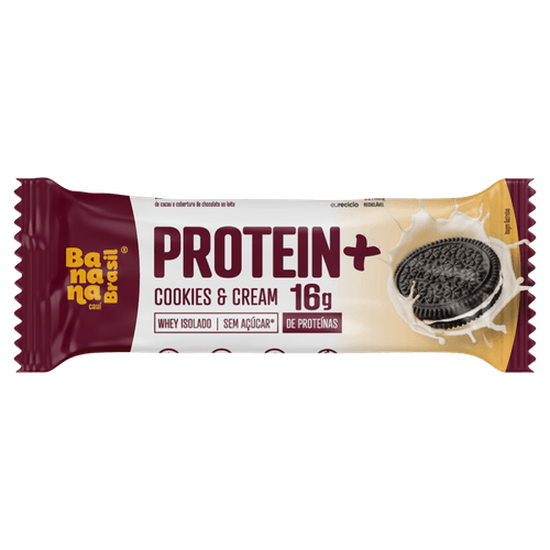 Barra de Proteína Cookies & Cream Protein+ Banana Brasil 50g