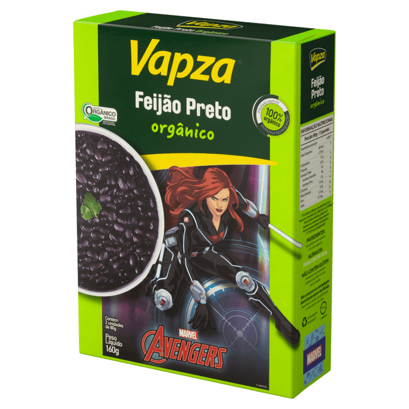 Feijao-Preto-Organico-Avengers-Vapza-Caixa-160g-2-Unidades-de-80g-Cada