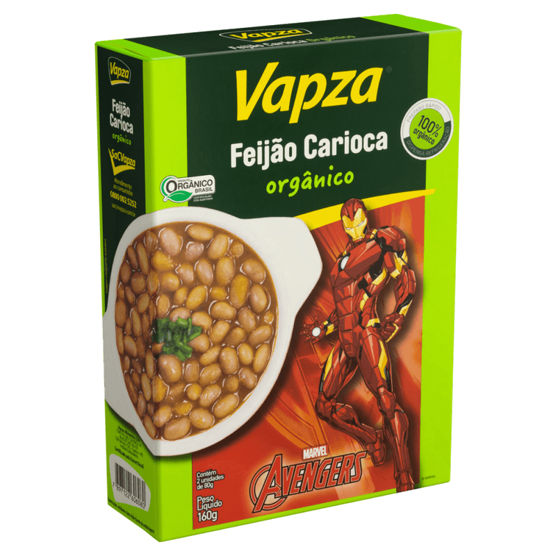 Feijao-Carioca-Organico-Avengers-Vapza-Caixa-160g-2-Unidades-de-80g-Cada