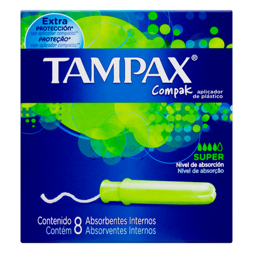 Absorvente Interno Com Aplicador Tampax Compak Super Caixa 8 Unidades