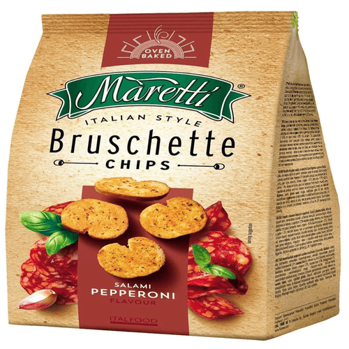 Snack de Trigo Salame Pepperoni Maretti Bruschette Pacote 85g