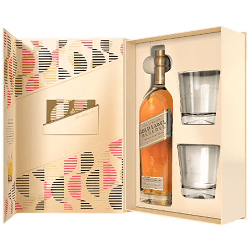 kit johnnie walker gold label reserve gift 750ml com 2 copos
