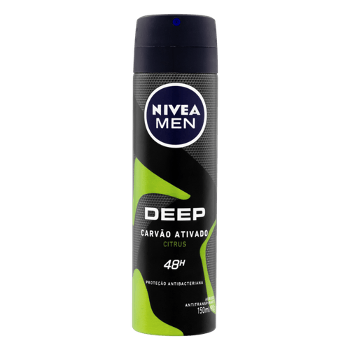 Antitranspirante Aerossol Carvão Ativado Citrus Nivea Men Deep 150ml