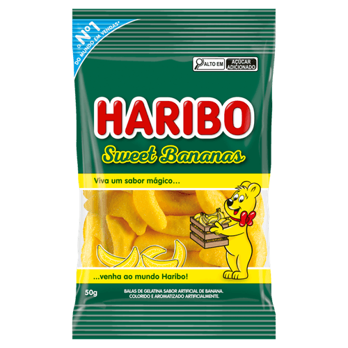 Bala de Gelatina Sweet Bananas Haribo Pacote 50g