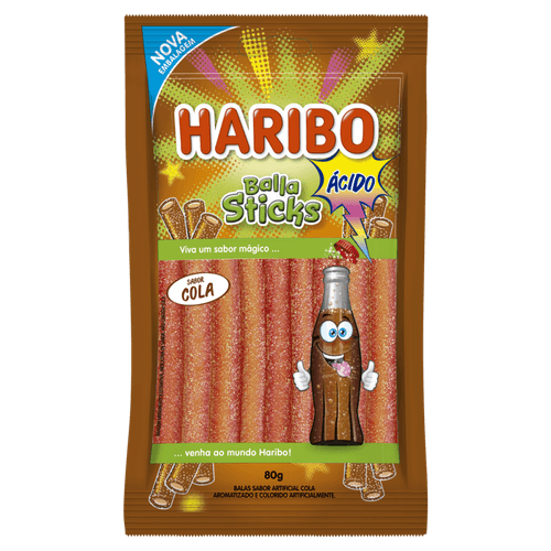 Balas Cola Ácido Haribo Balla Sticks Pacote 80g