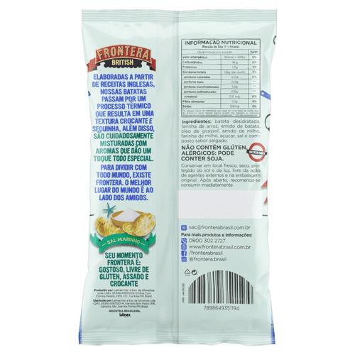 Salgadinho de Batata Chips Assada Sal Marinho Frontera Pacote 40g