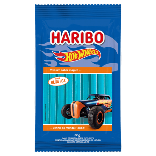 Bala de Gelatina Blue Ice Hot Wheels Haribo Pacote 80g