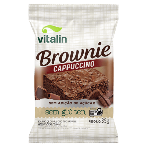 Brownie Integral Cappuccino sem Glúten sem Adição de Açúcar Vitalin Pacote 35g