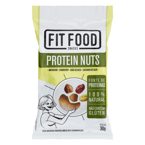 Mix de Cereais e Sementes Amendoim, Cranberry, Grão-de-Bico e Castanha-de-Caju Protein Nuts Fit Food Pacote 30g