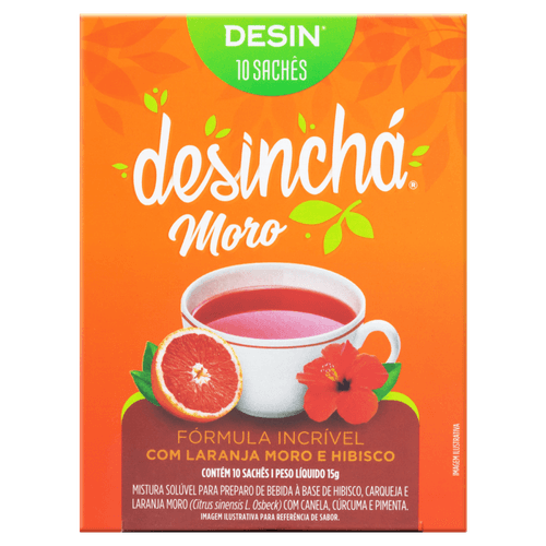 Chá Misto Sabor Laranja Moro Desinchá 15g 10 Sachês