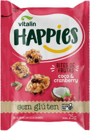 Mix de Frutas e Sementes Bites Coco e Cranberry Vitalin Happies Pacote 25g