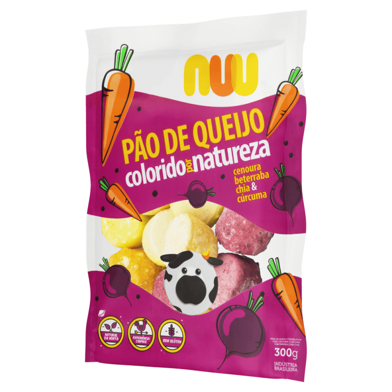 Pao-de-Queijo-Congelado-com-Cenoura-Curcuma-e-Beterraba-Chia-Nuu-Colorido-por-Natureza-Pacote-300g