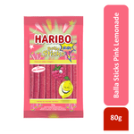 Bala-de-Gelatina-Pink-Lemonade-Limao-e-Framboesa-Acida-Haribo-Balla-Sticks-Pacote-80g