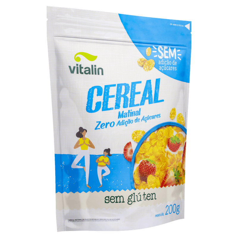 Cereal-Matinal-de-Flocos-de-Milho-Tradicional-Zero-Lactose-sem-Adicao-de-Acucar-Vitalin-Pouch-200g