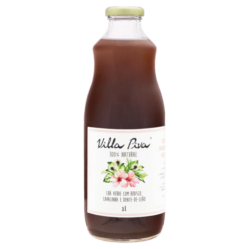 Chá Verde com Fruta Hibisco, Cavalinha e Dente-de-Leão sem Adição de Açúcar Villa Piva Garrafa 1l