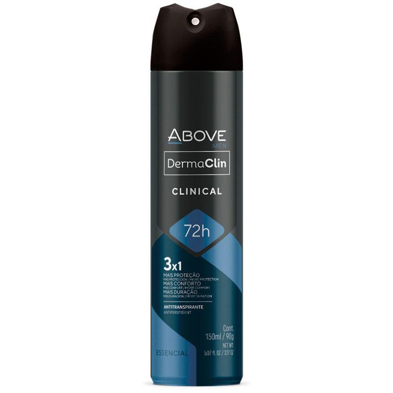 Antitranspirante-Aerossol-Essencial-3x1-72h-Above-Men-Derma-Clinical-150ml-Spray