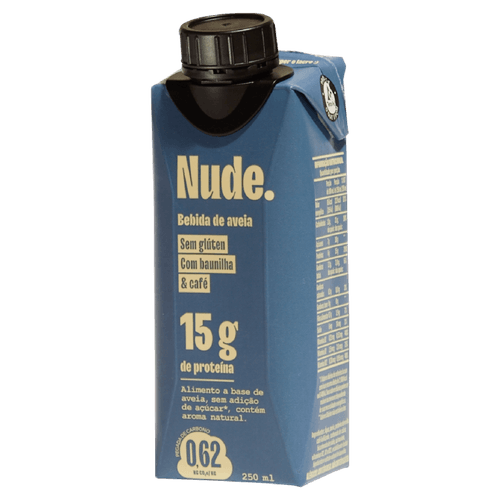 Bebida à Base de Aveia 15g de Proteínas com Baunilha & Café sem Adição de Açúcar Nude. Caixa 250ml