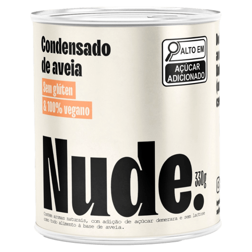 Leite Condensado de Aveia Vegano com Adição de Açúcar Demerara Nude. Lata 330g