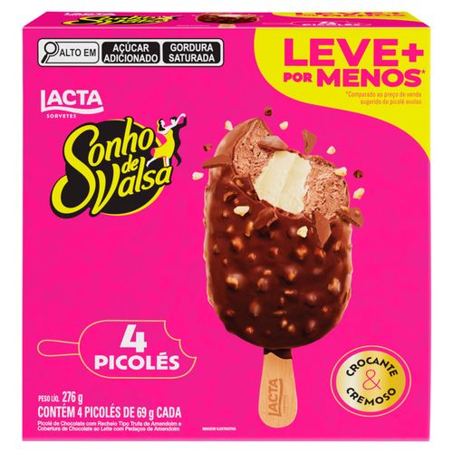 Picolé Sonho de Valsa Lacta Multipack 4x69g