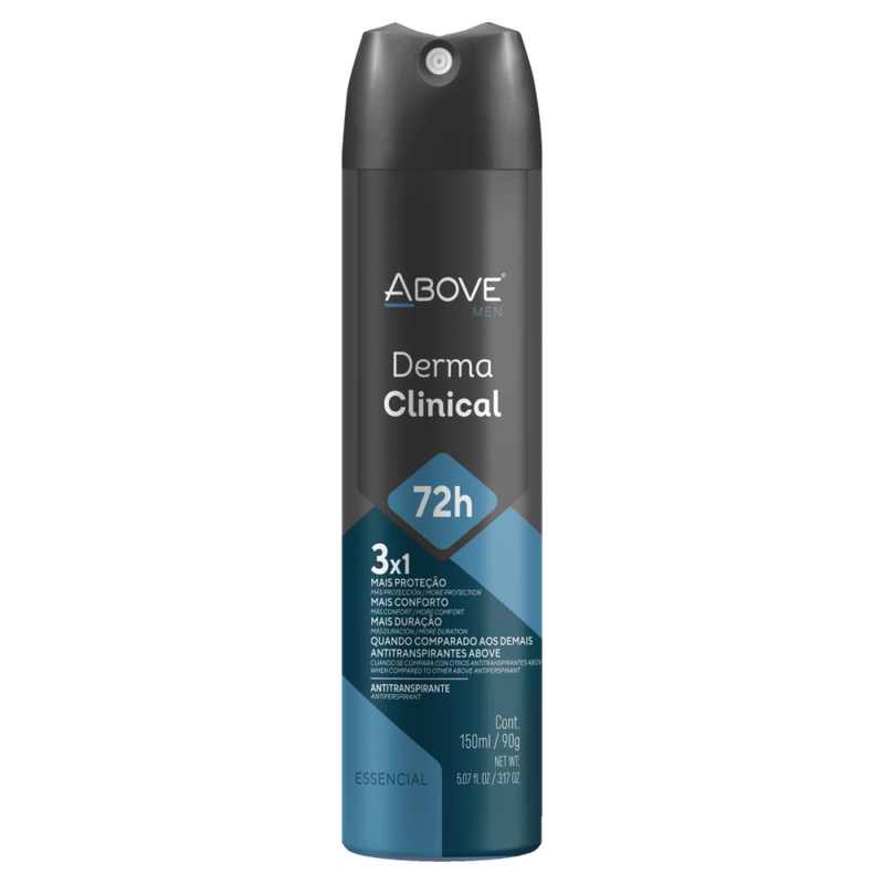 Antitranspirante-Aerossol-Essencial-3x1-72h-Above-Men-Derma-Clinical-150ml-Spray