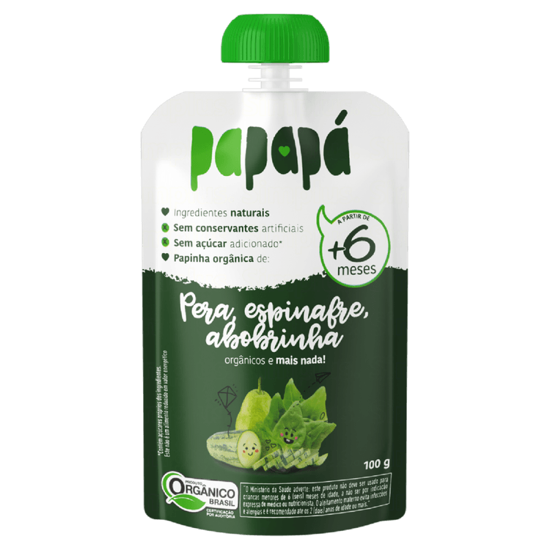 Papinha-Organica-Pera-Espinafre-Abobrinha-sem-Adicao-de-Acucar-Papapa-Squeeze-100g