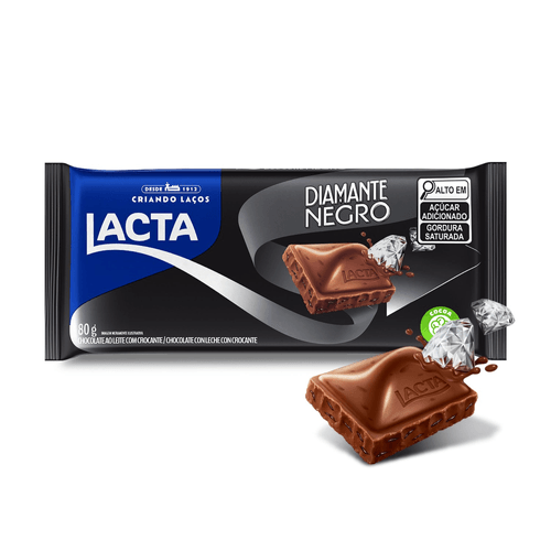 Chocolate Lacta ao leite Diamante Negro 80g