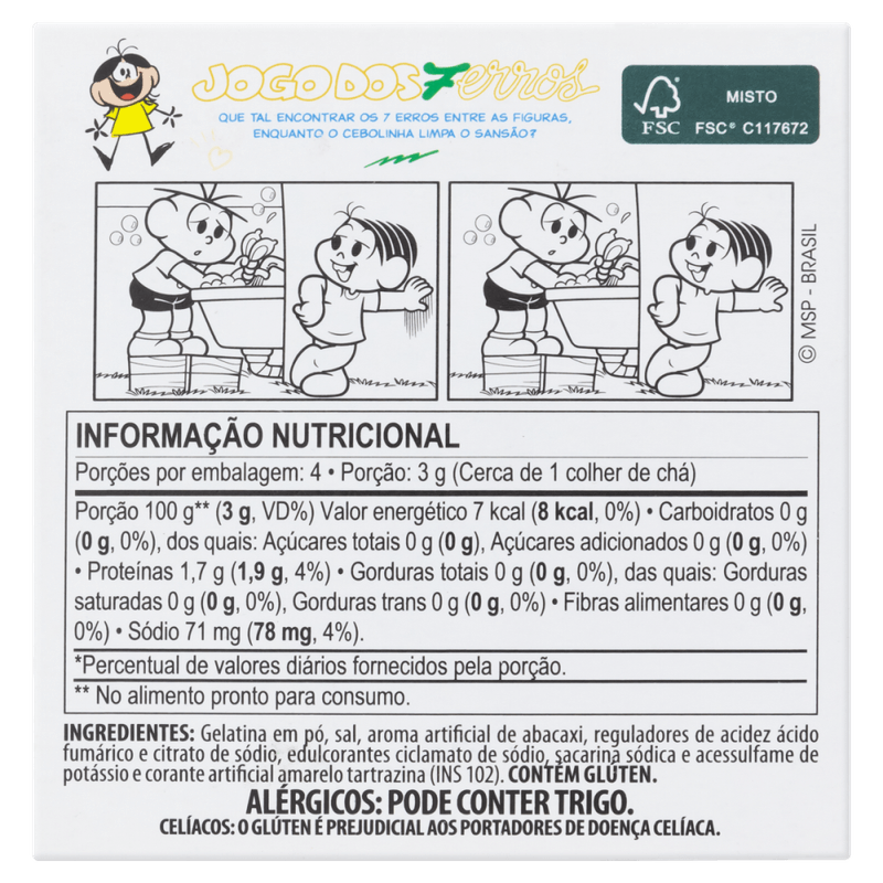 Preparo-de-Gelatina-em-Po-Abacaxi-Turma-da-Monica-sem-Adicao-de-Acucar-Predilecta-Caixa-12g