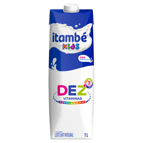 Leite UHT Integral Itambé Kids Dez Vitaminas Caixa com Tampa 1l