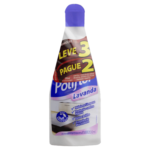 Lustra-Móveis Lavanda Poliflor Squeeze 200ml Cada Leve 3 Pague 2 Unidades
