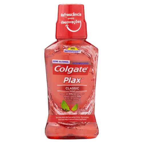 Enxaguante Bucal Anticárie Zero Álcool Classic Splash Colgate Plax Frasco 250ml