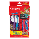 Kit-Volta-as-Aulas-2-Escovas-Extramacias---2-Geis-Dentais-Infantil-com-Fluor-Ativo-Morangostoso---Tutti-Frutti-50g-Cada-Colgate-Tandy-Preco-Especial