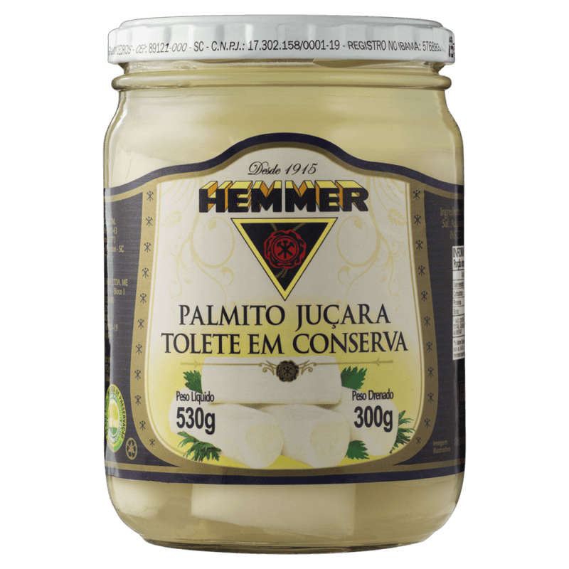 Palmito-Jucara-em-Conserva-Tolete-Hemmer-Vidro-Peso-Liquido-530g-Peso-Drenado-300g